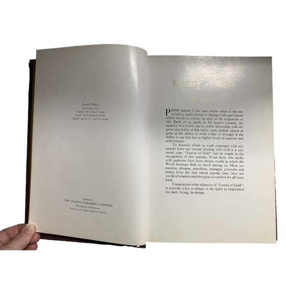 Leaves of Gold Inspirational Quotes & Proverbs 1952 Vintage Brown Leather Book - Picture 5 of 7